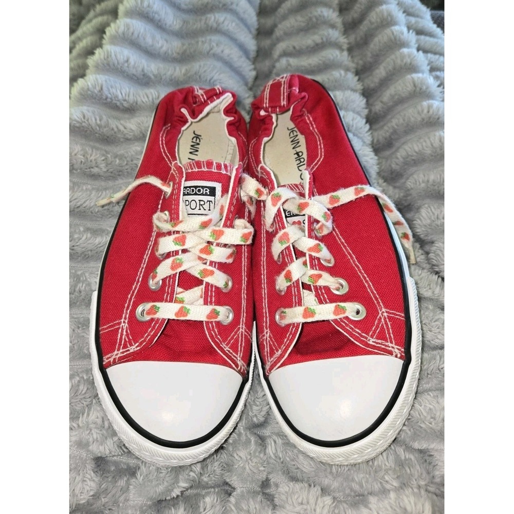 Jenn Ardor Sport Red Canvas Scrunch Back Sneakers Strawberry Laces CL1808009 8.5